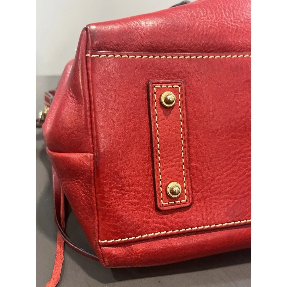 Dooney & Bourke Red Leather Satchel Purse Handbag Florentine Vacchetta Rare
